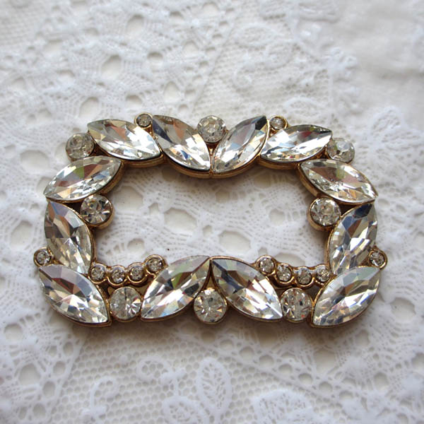 XL111 DIY Glass slipper Buckle/Leaf shape crystal Shoes flowers/Shoe Repair Parts Accessories  40x62mm MOQ 10pcs