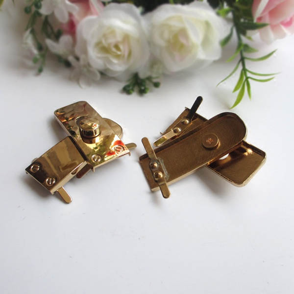 XL118 Light gold rectangular folding rotatable pin buckle/DIY alloy buckles/Bag nail decoration nail two claws 18x60mm MOQ 10pcs