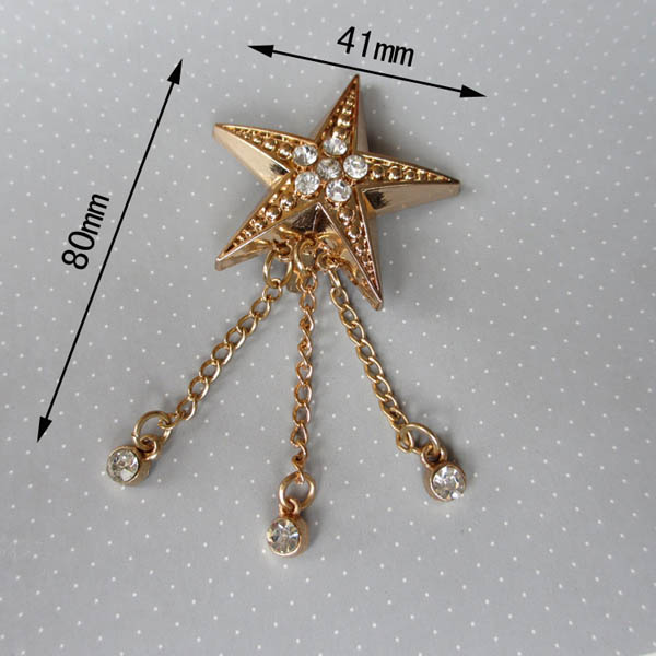XL129 Five-pointed star rivet tassels buckle/two claws clasp/Decorative accessories bags shoes side decorative rivets 41x80mm MOQ 10pcs