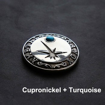 NA039 Embossed Inlaid Turquoise Conchos 35mm