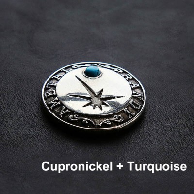 NA039 Embossed Inlaid Turquoise Conchos 35mm